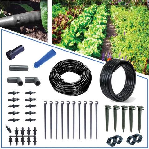 Gravity-Fed Drip Irrigation Kit With Inline Emitters For Rain Barrels And Cisterns No-Fuss No-Pressure Low-Pressure System 45-Piece Kit