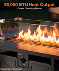 Propane Fire Pit Table For Outdoor Living 42 Inch Large Black Fire Pit Table With Ample Surface and 50,000 BTU heat