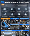 Visual of 15 Maintenance Functions for Budget Friendly OBD2 Full System Scanner With Lifetime Updates For DIY Mechanics.