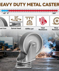 4 Inch Cast Iron Swivel Caster Wheels Set Of 4 Heavy Duty Industrial Cart Casters With 1600 Lb Load Capacity shown in workshop