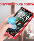 Hand using Digital Multimeter Tester With Smart Touch TRMS Auto Ranging 9999 Counts Rechargeable Anti Burn Ohm Volt Meter NCV DC AC