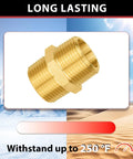 Pack Of 5 One Half Inch Brass NPT Male Hex Nipples For Copper Brass Or Iron Pipe Connections