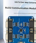 Plug And Play Slick Quad Port Type C To RS232 Serial Converter Board With Live Activity Led Indicators Compact Mounting Pcb For Automation Diagnostics Embedded Tech Fix Heavy Duty Quick Swap Setup, top view of PCB with ports.