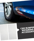 Image of a car bumper with damage and 2 Pack Stainless Steel Mesh Repair Screen For Car Bumpers And Plastic Cracks Holes Quick Weld Patch