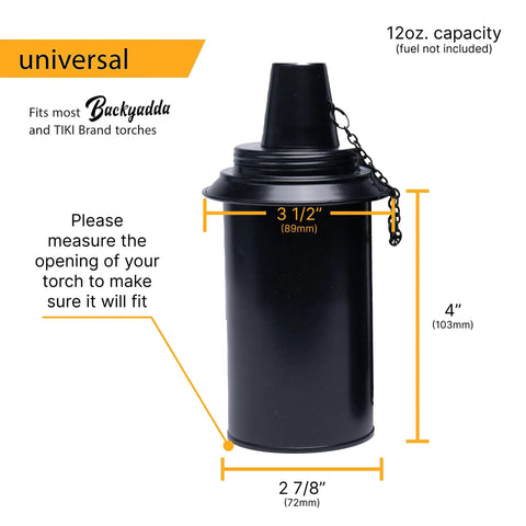 Replacement 12 Oz Tiki Torch Canister With Snuffer Cap Attached Easy Fill Aluminum Metal Torch Fuel Canister Perfect For Tiki Torches Missing Caps 1 Pack