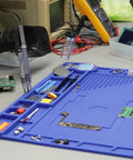 Anti Slip Magnetic Silicone Work Mat Heat Resistant Up To 932 Degrees Fahrenheit, 500 Degrees Celsius Large 17.32 By 12.20 Inches Soldering Pad for electronics repair with tools on mat