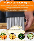 EKIND crinkle cutter with stainless steel wavy blade and black handle for slicing potatoes and vegetables (front view)
