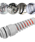 2Pcs G1/2 IP68 Waterproof Cable Gland 6-12mm Adjustable Strain Relief Cord Connector Spiral Nylon Joint Gasket For Cable Wire Grey