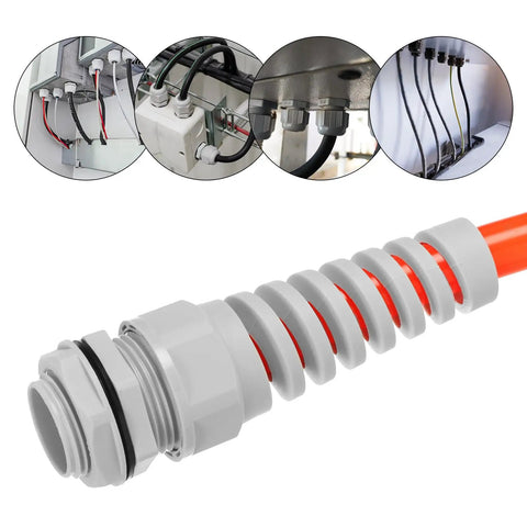 2Pcs G1/2 IP68 Waterproof Cable Gland 6-12mm Adjustable Strain Relief Cord Connector Spiral Nylon Joint Gasket For Cable Wire Grey