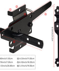 Diagram of Beefy Heavy Duty Self Locking Gate Latch With Handle, Weatherproof Black Finish, dimensions labeled.