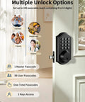 Cut The Cord On Lost Keys With This Keyless Entry Door Lock Featuring An Electronic Keypad Deadbolt For Your Front Door That Stores 100 Unique Codes With Smooth Daily Use. Keypad entry showing multiple unlock options.