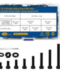795Pcs M3 Screws Kit With Hex Socket Head Bolts, Nuts, And Washers M3x10 12 14 16 20 25 30 40mm, 12.9 Alloy Steel Black Zinc Plated Ideal For DIY Projects And 3D Printer Builds. kit in case with bolts, nuts, washers and hex key