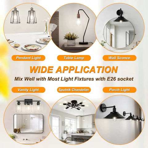 12 Pack Vintage LED Edison Bulbs 60W Equivalent, 80 Plus CRI, Cool White, compatible with pendant, table, wall, and porch lights