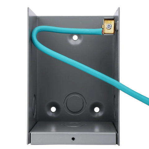Interior view of Plug And Play 50 Amp Generator Inlet Box With NEMA SS2-50P, showing wiring space, weatherproof and ETL listed design.