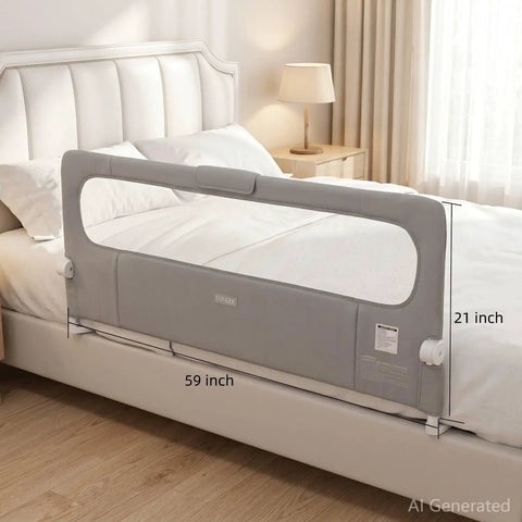 One Button Swing Down Bed Rail For Toddlers And Kids 59 Inch Length No Tool Assembly Easy Guard Rail attached to bed side
