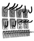 One Eighth Inch Steel Backplates Hook Kit For PVC Slatwall Panels Twenty Piece Silver Finish Heavy Duty Hooks