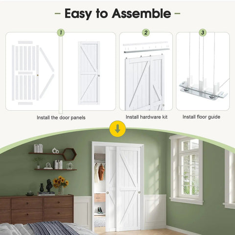 Sliding Closet Doors 48 By 80 Inches White Bypass Panels Double 25 Inch Easy Install PVC Exterior With Hidden Track installed