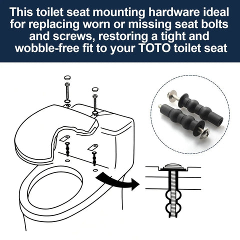 Hella Durable Top Mount Toilet Seat Hardware Kit For Skirted Toilets Packed With Rust Resistant Screws And Bolts in use with TOTO toilet.