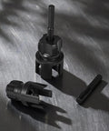 Lanties 2 Pcs Pipe Threader Kit For Fast Diy Plumbing Repairs And Irrigation Setups, black steel cutter pieces on metal surface.