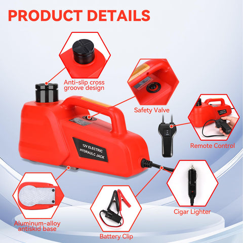 Electric Hydraulic Car Jack Kit 5 Ton 12V Portable Auto Lift With 17.7 Inch Range For SUV Sedan Truck Tire Change Lightweight Storage Case Roadside Rescue Ready Workhorse
