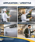 R35-1105 Latch With Strike Mechanical Straight Handle, Heavy Duty Door Latch System With Interchangeable Mounting Holes, Serrated Striker Plate For Quick Sag Adjustment, Unique Keeper Prevents Override, Polished Brass Or Chrome Finish, Built Tough, on commercial fridge doors
