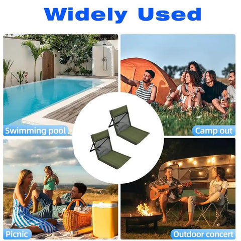 Two Pack Ultra Light Foldable Camping Chairs With Mesh Backrest Chill Beach Ready Portable With Carry Bag For Sunbathing Poolside Picnics Lawn Road Trips Green
