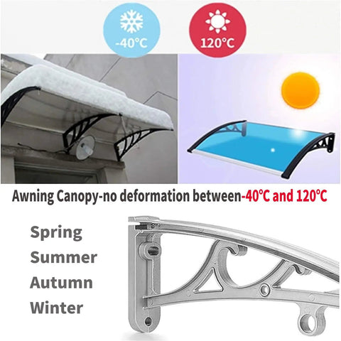 Outdoor Patio Deck Awning Kit With White Bracket And Blue Panel, Expandable Sun Shade For Backyard And Windows, Adjustable Reach In 24, 32, 39 Or 47 Inches, Easy Install, Durable Plastic Steel Bracket Kit