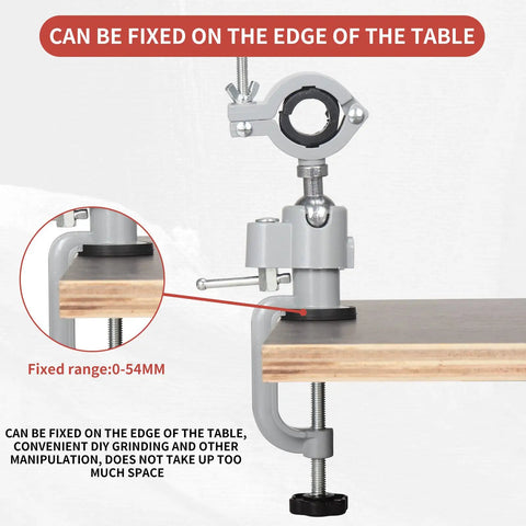 36mm-43mm 360 Degree Table Bench Clamp Vise Drill Rack Stand Holder For Electric Drills Grinders Rotary Tools And Jewelry Making Multifunctional Adjustable Bracket Sturdy Aluminum Body Clamp Mount