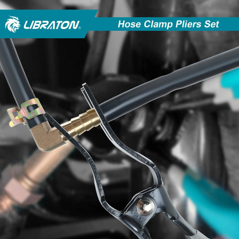 LIBRATON 2-piece hose clamp pliers set with swivel pliers for removal/installation on fuel, oil and water hoses