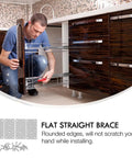 Person installing cabinet with Stainless Steel Furniture Braces Set Flat Straight Brackets For Wood Repair and Fixing.