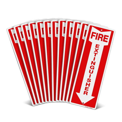 Fire Extinguisher Sign 12 By 4 Inch Aluminum Metal Built Tough Reflective Weatherproof Indoor Outdoor Use 12 Pack Pre Drilled Holes Easy To Install That Lasts For Years displayed