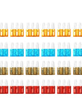 Micro 3 Blade Automotive Fuse Kit With See Through Windows, 6 Pack Each Of 5A 7.5A 10A And 15A Fuses, 24 Piece Set, assorted colors