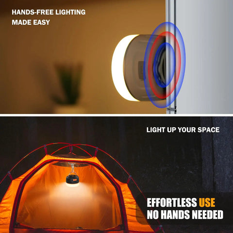 Rechargeable Go To Camping Lantern With 6400mAh Battery used hands-free on wall and in tent light during camping trip.