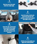 Installation guide for Set Of 3 Car Window Shades With Privacy Divider And Side Window Covers for Kids and Babies Travel in SUVs and Sedans.