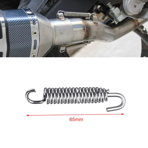Motorcycle exhaust pipe springs, 6-piece stainless steel, 65mm length, silver