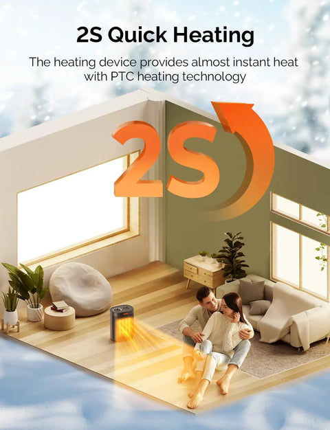 Cozy Up Portable 1500W Ceramic Space Heater With Adjustable Thermostat Indoor Electric Heater in living room setting