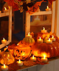 Battery Powered Flickering Flameless Candles With Warm Yellow Glow for Halloween decor on pumpkins with remote control timers