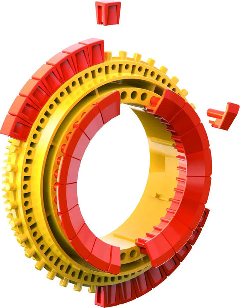 Close-up of snap coding wheel from Mech 5 Mechanical Coding Robot for Hands-On STEM Fun, featuring colorful interlocking pieces.