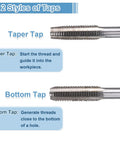 No Sweat M8 X 1.25 Metric Hand Taps 2 Pack showing taper and bottom taps for threading in heavy duty 9crsi steel.