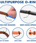 Gradient Wacky Rig Tool With Silicone O Rings showing various rigging techniques on worm lures for protection and stability