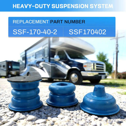 Heavy Duty Front Suspension Helper Springs For 2008 To 2021 Ford F-53 Chassis, SSF-170-40-2 in front of RV