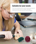 Person using 6 Piece Polishing Buffing Wheel Set With Easy Grip Handle For Wood And Metal on model teeth