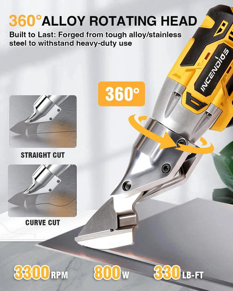 Cordless Metal Shear For DeWalt 20V Max Tool Only No Battery Included 14 Gauge Cutting Multi Material Brushless Motor 360 Degree Rotating Head