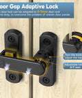 90 And 180 Degree Sliding Barn Door Lock Adjustable Zinc Alloy Security Latch installed on wooden gate showing adjustment knob.