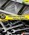 Magnetic Wrench Organizer Set For Tool Box, 50-Piece Modular Wrench Holder With Metric And SAE Labels installed in toolbox