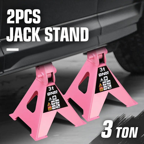 Pair Of 3 Ton Jack Stands For Cars And SUVs, Adjustable Height From 10.8 Inches, Built Tough Carbon Steel, Pink Finish