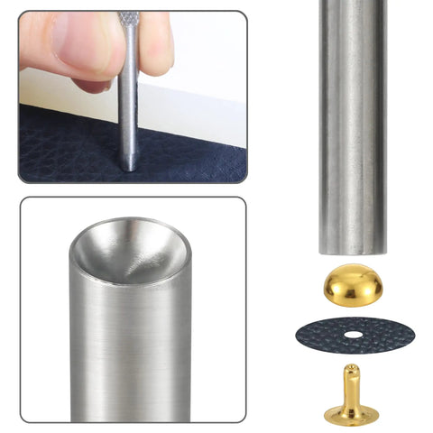150 Piece Leather Rivets Set With 12x6mm Round Dome Rivets And Mushroom Rivets for DIY leather craft, tools close-up