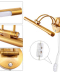 Dimmable Brass Vanity Light Over Mirror 16 Inch Plug In Rotatable Wall Sconce 8W Modern Farmhouse Bath Light with mount details