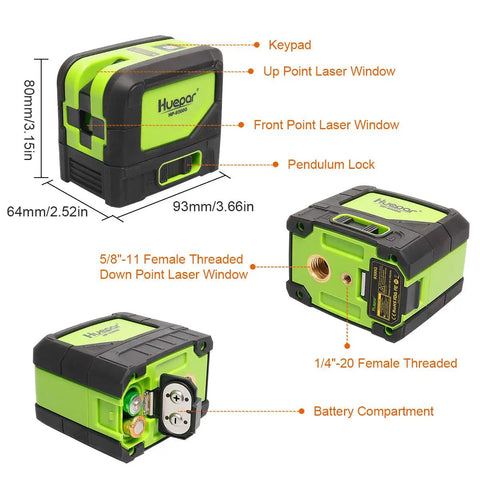 Three Point Plumb Dot Laser Level Tool With Green Self Leveling Laser No Laser Line Fast Reference Points For Soldering And Hanging 197 Ft Working Range Battery Included
