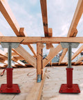 Heavy Duty Floor Jacks Adjustable Screw Post Basement Support Poles For House Foundation Leveling Galvanized Steel 6000 Lb Capacity Set Of 8 with visible red support posts.